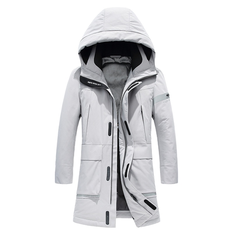 鸭鸭 90鸭绒羽绒服男中长款加厚宽松连帽立领羽绒服男士冬季外套