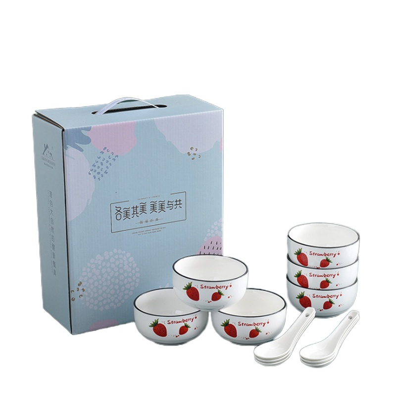 礼促 水彩六碗六勺礼盒套装