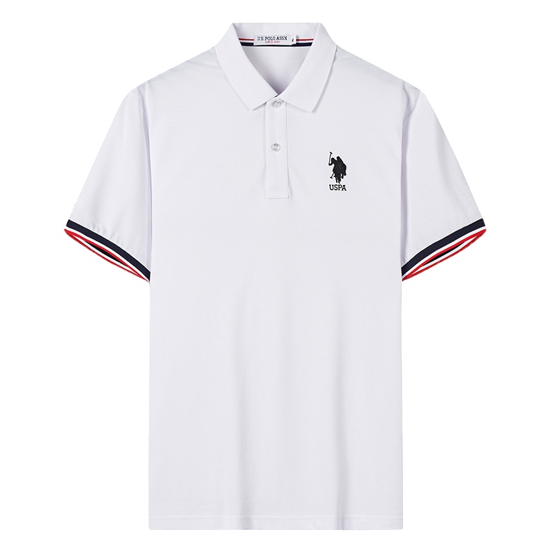 USPOLO ASSN（55.9%棉）夏季新款男士polo衫条纹短袖翻领潮流休闲舒适男装
