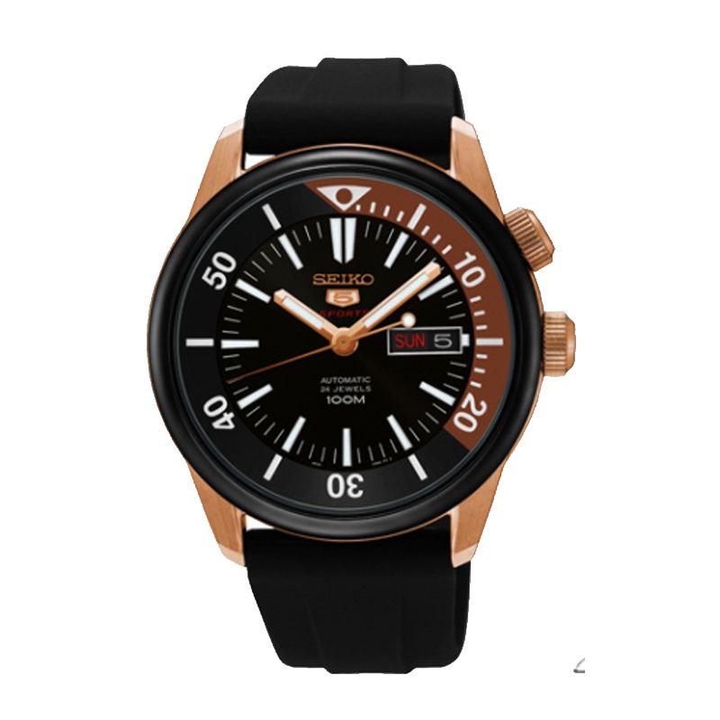 精工(SEIKO)手表5号自动机械表 原装进口 双历夜光运动时尚休闲防水男表树脂表带 SRPB32J1