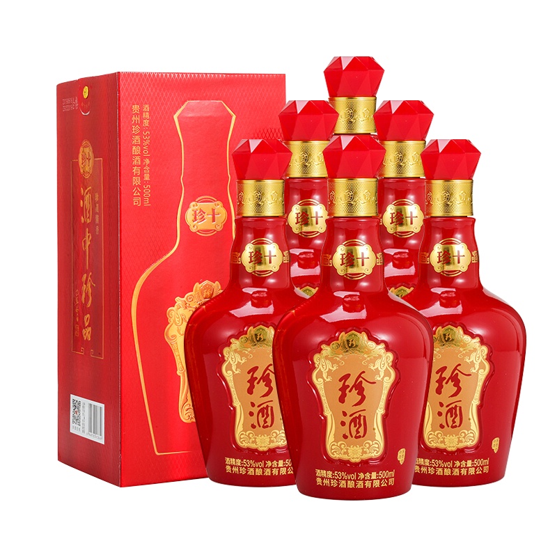 珍酒 珍十 53度 酱香型白酒 500m*6 箱装