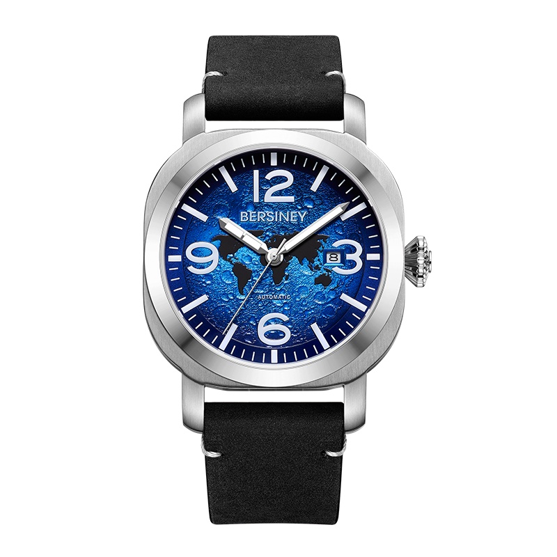 BERSINEY(波西尼)机械表 男表全自动男士商务手表镂空疯马皮表带大表盘腕表防水夜光挑战者系列