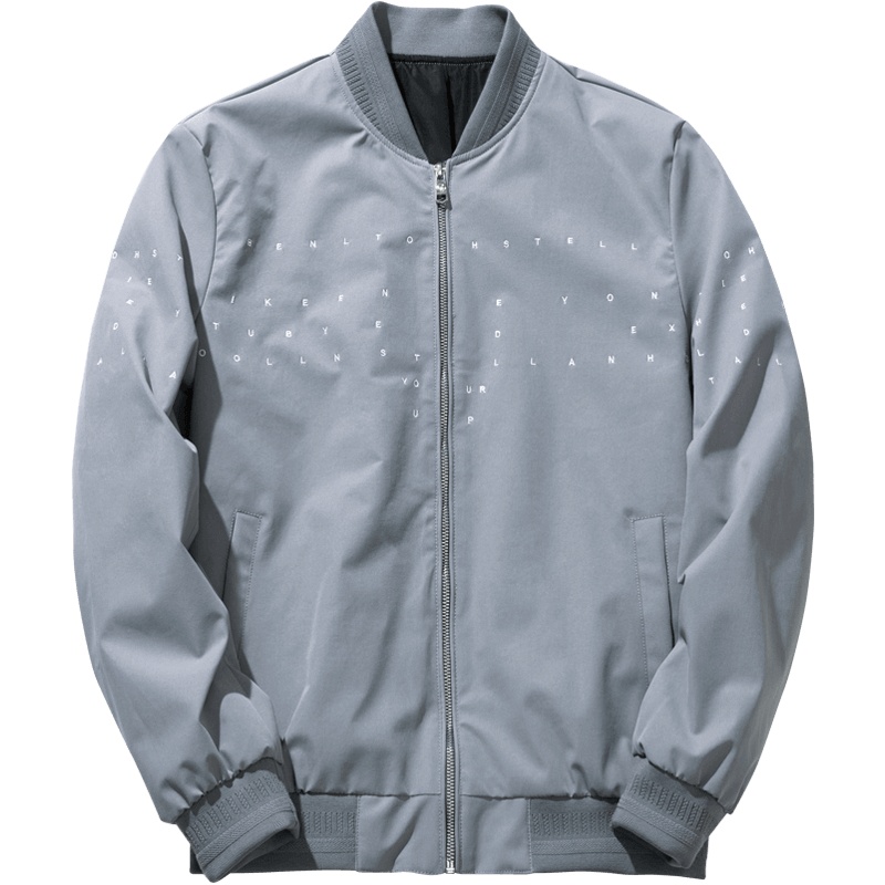 千纸鹤男装字母刺绣外套2019秋季新款潮流帅气棒球领飞行员夹克男30202
