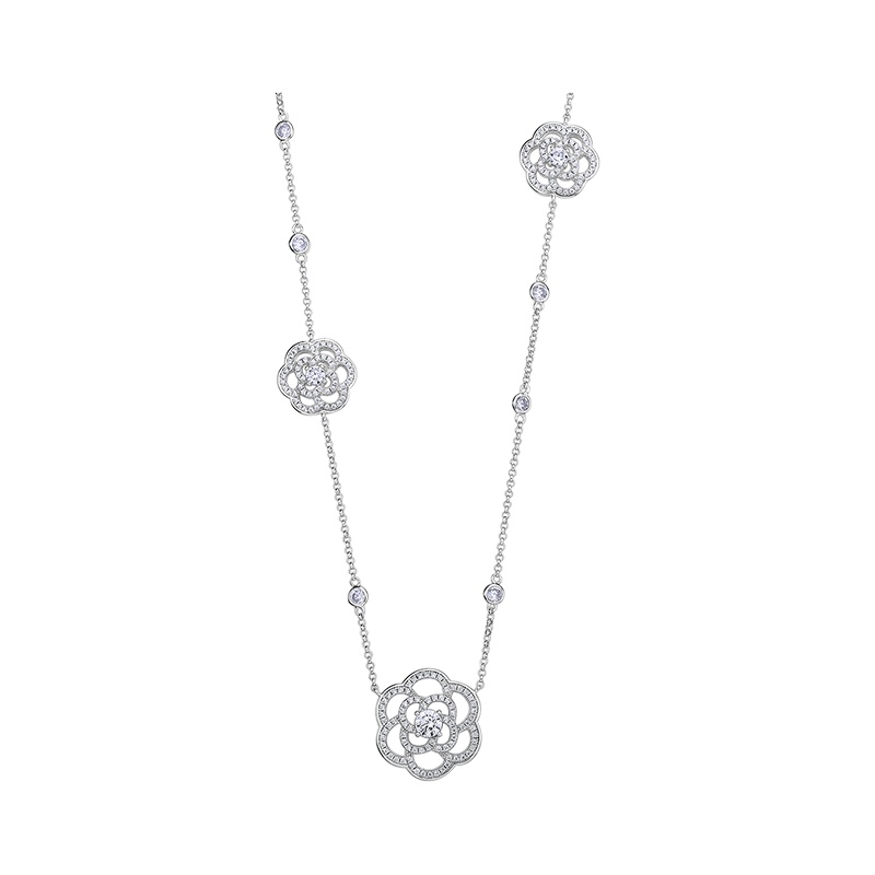 DTOTO [欧美时尚]925银饰品首饰山茶花项链 气质百搭银吊坠女
