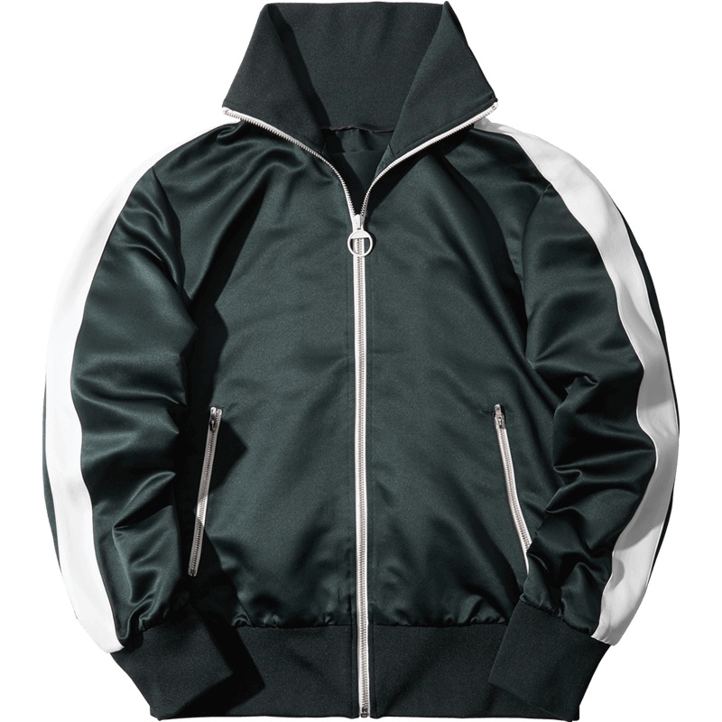 黑鲸立领长袖夹克秋季男装时尚撞色拼接外套男CWJAJ38113A