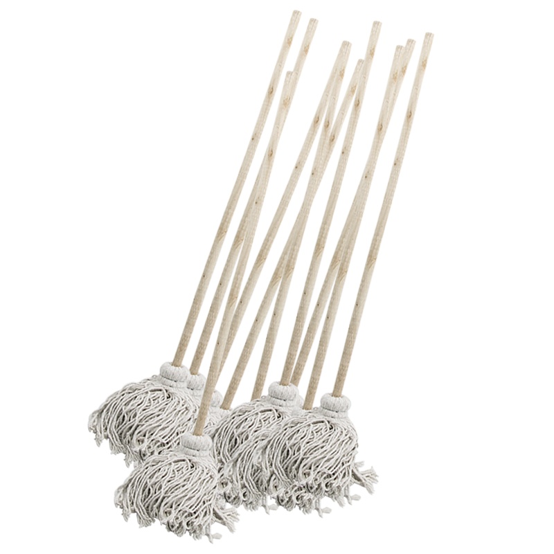 海斯迪克 HK-8027 传统拖把 木头杆棉线拖 把吸水拖把 线条拖把布条拖把 白色10把