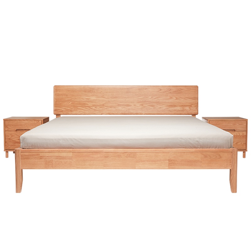 8H实木床 小米实木床 双人床 1.81.5米新中式现代白蜡木床床头柜双人床卧室家具组合套装