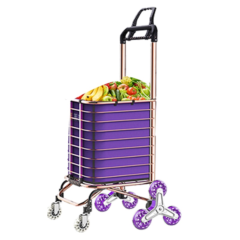 购物车买菜车小拉车手拉车折叠便携小推车拉货爬楼拉杆车阿斯卡利家用拖车新B2[两用加粗轴承]紫水晶不锈钢8轮