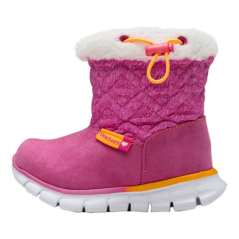 SKECHERS斯凯奇女童雪地靴加绒保暖中筒靴子小童长筒靴664025N