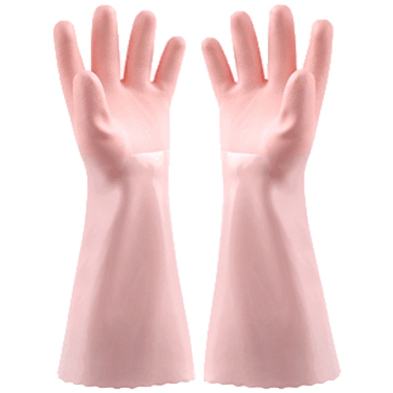 美帮汇家用橡胶皮手套厨房冬季洗衣服手套加厚防水家务刷洗碗手套女加绒