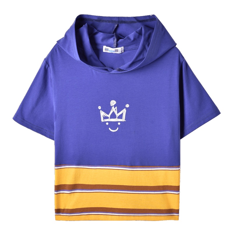 铅笔俱乐部童装2020夏装新款女童连帽T恤中大童短袖儿童薄款上衣