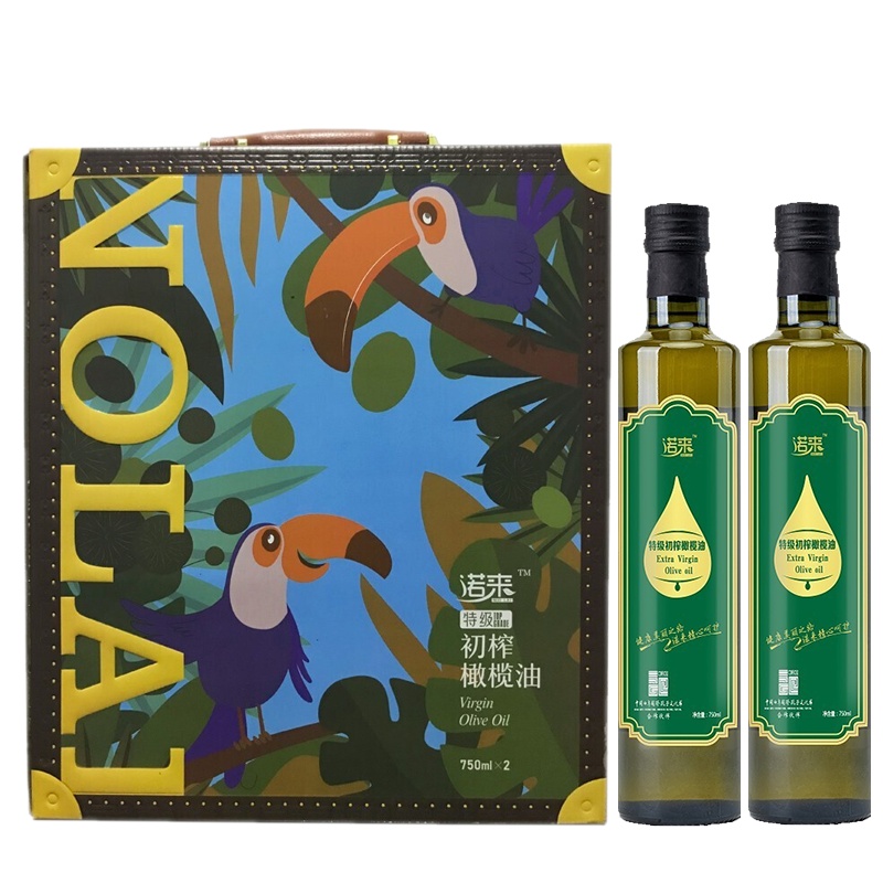 诺来 食用油特级初榨纯正橄榄油750ml*2礼盒装
