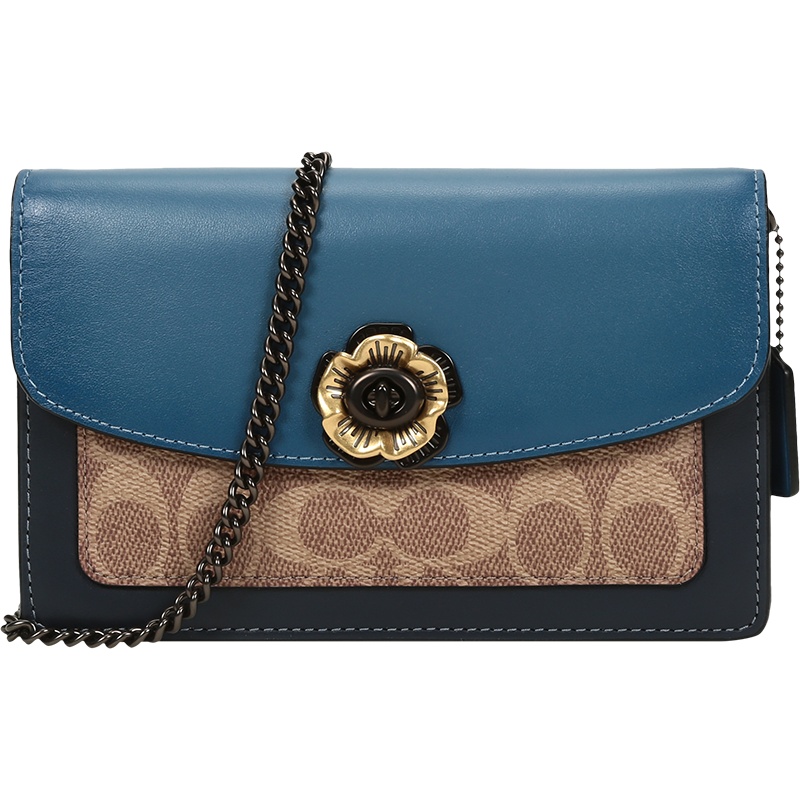 COACH 蔻驰 女士 专柜款PARKER系列涂层帆布配皮山茶花单肩斜挎包 1680