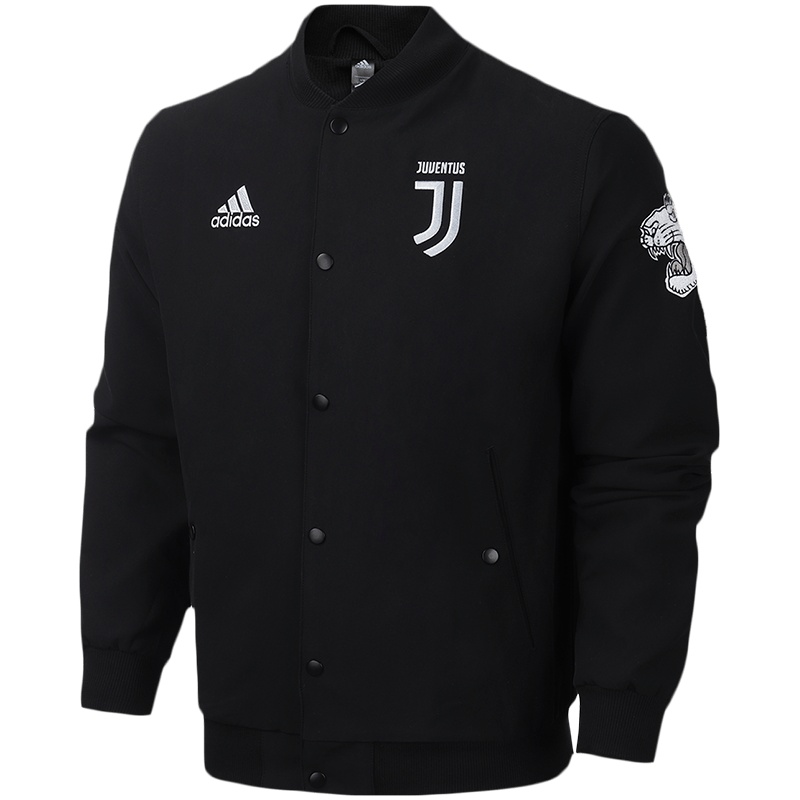 阿迪达斯男服夹克外套尤文图斯立领足球休闲运动服FQ6606