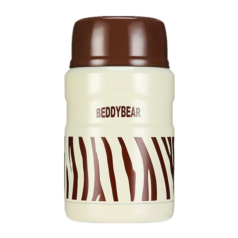 免费刻字韩国杯具熊BEDDYBEAR杯具熊焖烧保温杯高真空不锈钢食物罐儿童成人保温杯学生焖烧壶520ML斑马