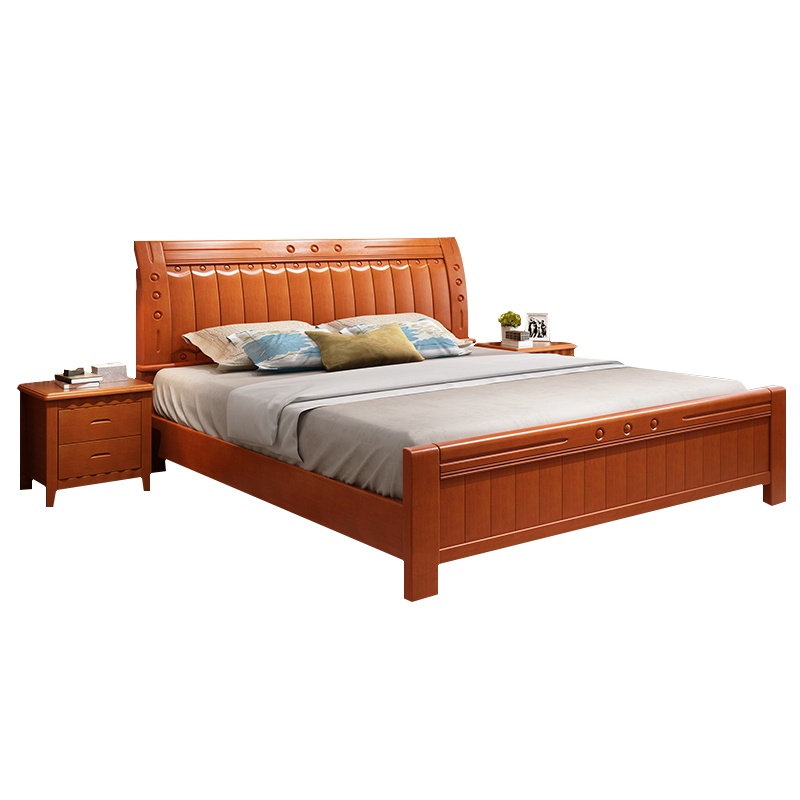 匡大 床 实木框架床宿舍床接待床1.2米床+5CM棕垫+床头柜