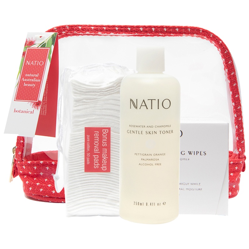 效期至2022-4-1 NATIO娜迪奥植物芳香洁净套装护肤套装洋甘菊玫瑰水250ml/瓶卸妆棉清洁湿巾补水保湿修护清爽