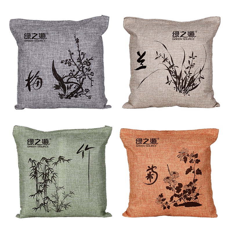 绿之源(500g*4)新车汽车内除味剂竹炭包活性炭包碳包除甲醛去异味新房装修汽车摆件梅兰竹菊Z-2818