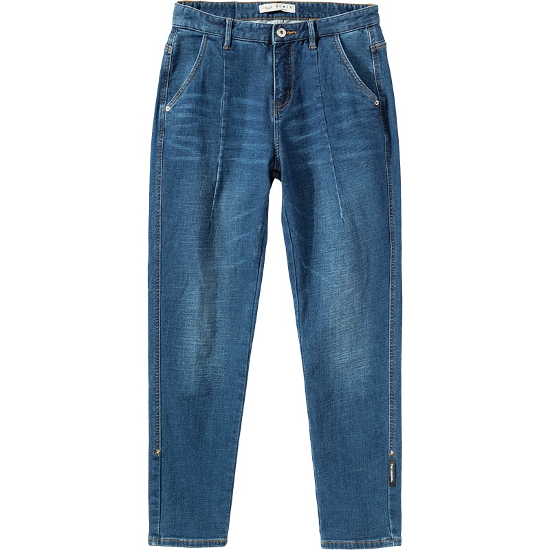 Semir森马牛仔裤女2019冬季新款锥形长裤老爹裤宽松哈伦裤女装裤子潮流