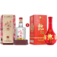 郎酒红花郎十53度558ml+水井坊臻酿八号52度500ml组合双瓶装送礼佳品