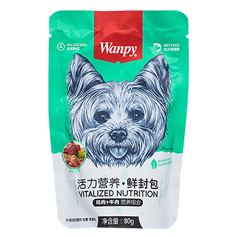 Wanpy顽皮幼犬(活力营养)鸡肉+牛肉鲜封包 80g