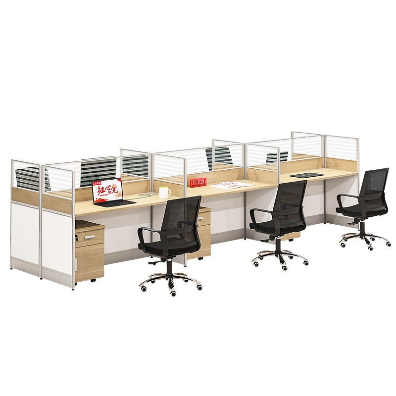 [红心家居]办公桌卡座员工位职员板式电脑直角桌椅六人位办公家具