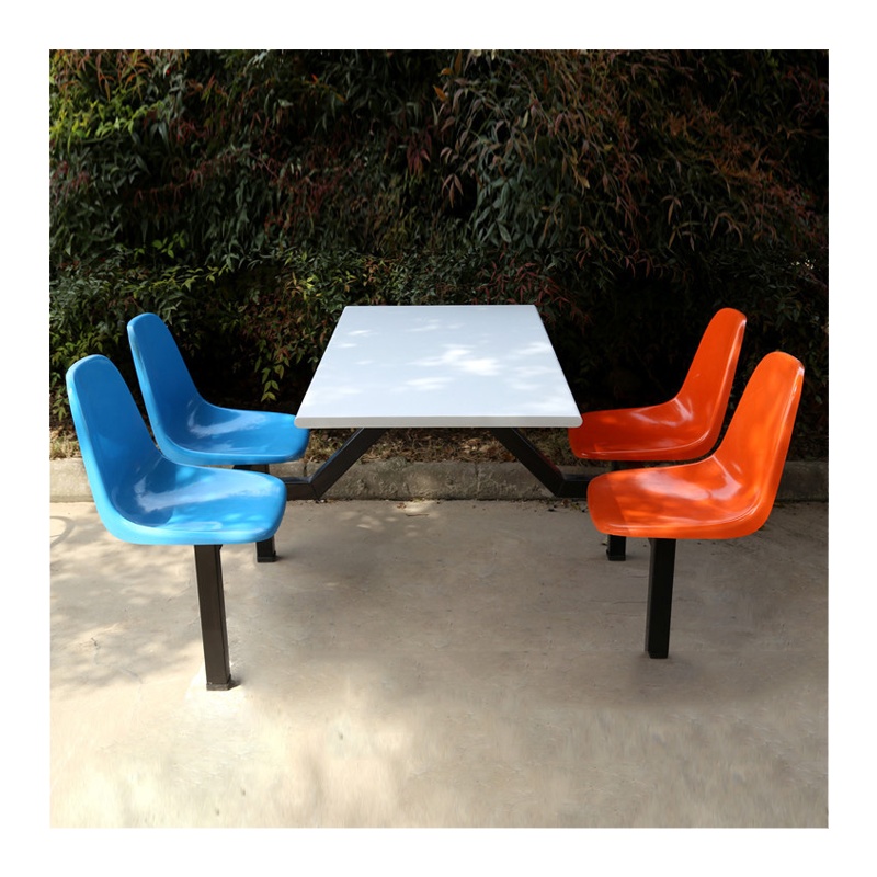 公司食堂连体快餐桌 四人位 学校工厂餐厅不锈钢餐桌椅