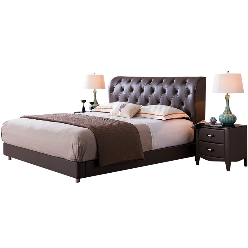 慕思真皮软床 欧式简约现代双人婚床 塞纳时光皮床