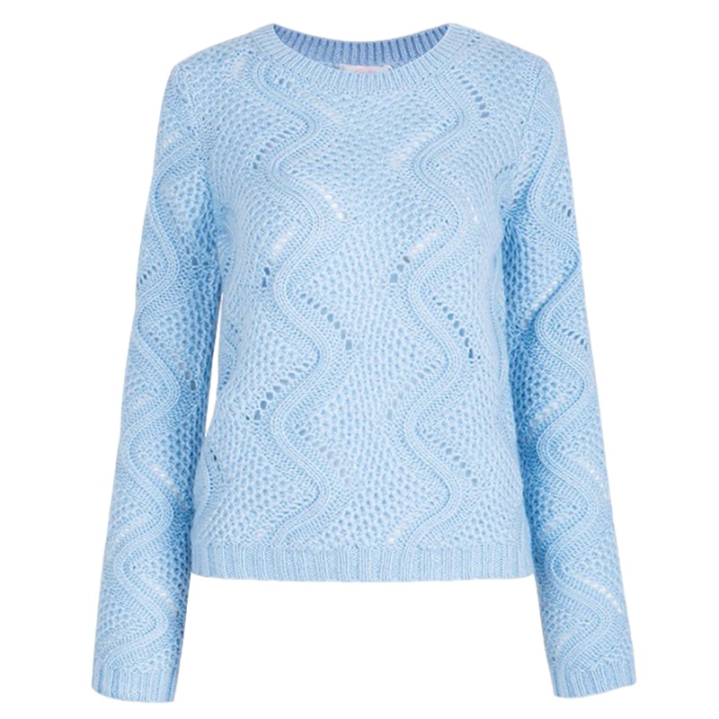 【福利款】拉夏贝尔女式冬款宽松钩花毛衣长袖套头针织毛衣