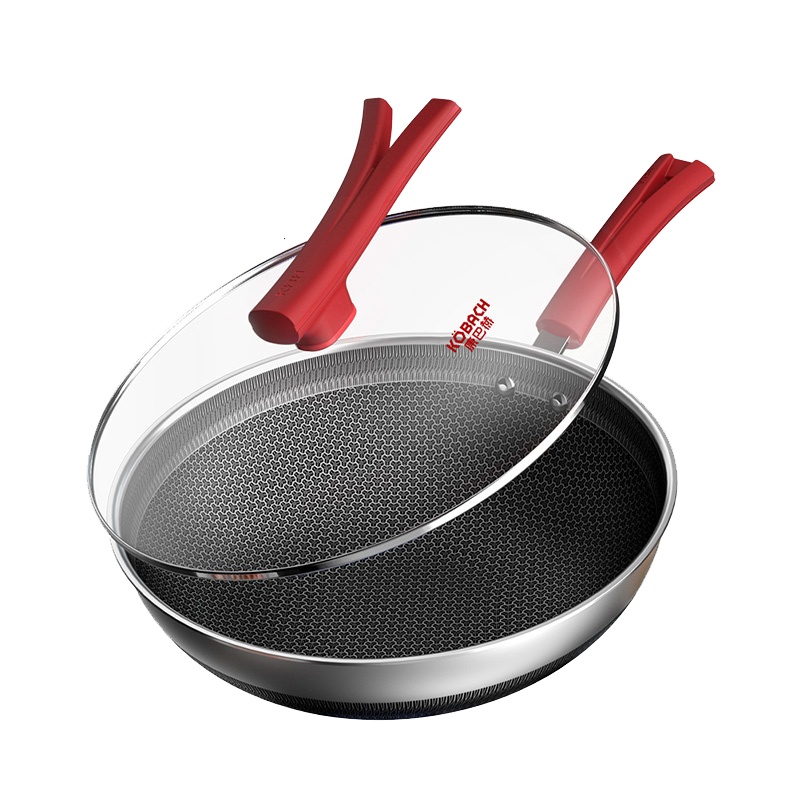康巴赫32cm悦厨款蜂窝不粘锅炒锅不锈钢炒菜锅家用电磁炉通用