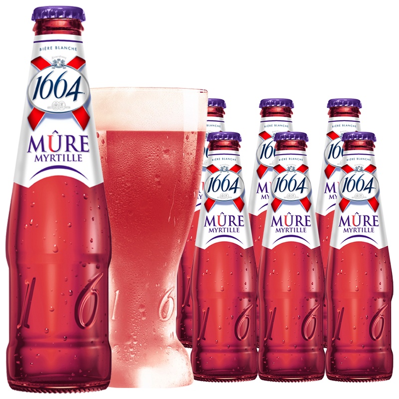 法国原装进口克伦堡1664蓝莓果味果啤250ml*6瓶装(八月底到期)