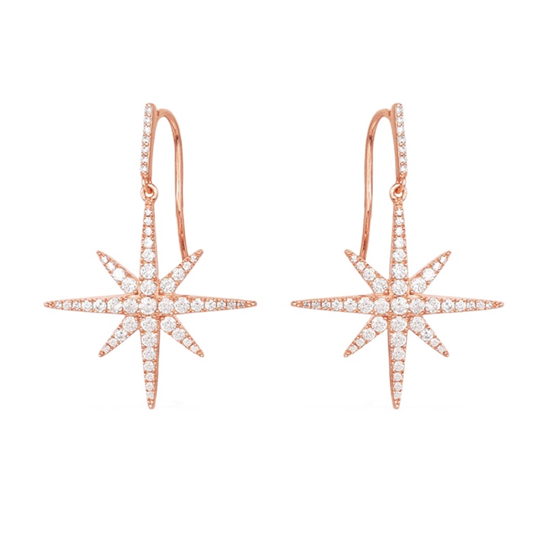 APM Monaco女士 粉金色 银镶晶钻流星 耳环 RE8540OX