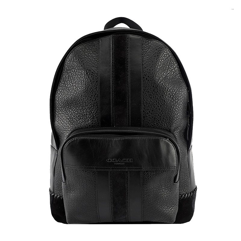 COACH 蔻驰 奢侈品 欧美时尚男士黑色皮革双肩背包