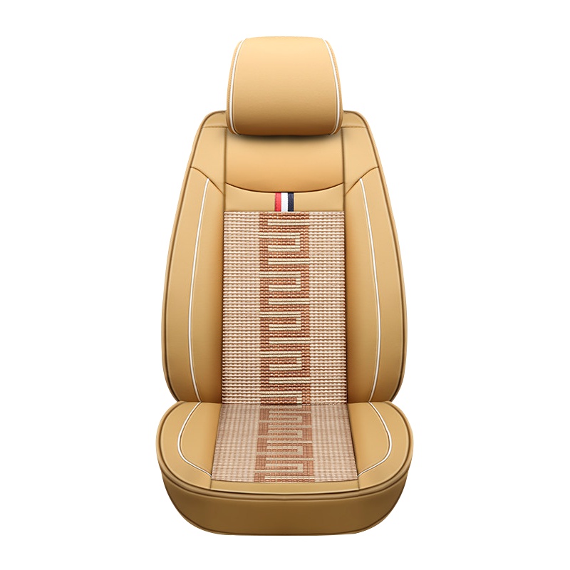 布雷什(BOLISH)五座四季通用汽车坐垫全包围夏季冰丝凉垫思域博越英朗传祺皮革车座垫车内饰品标准款温馨米