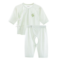 Aengbay 婴儿服分体套装宝宝空调服薄款长袖开裆裤套装清新护肚夏