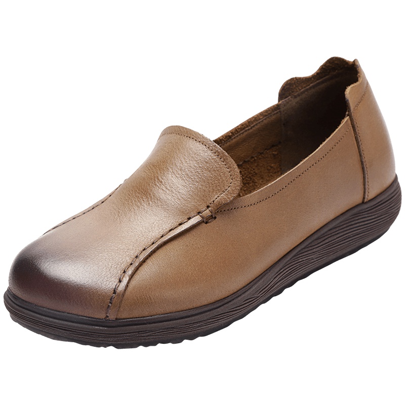 真皮舒适女鞋平底软底防滑小皮鞋春秋款韩版百搭圆头休闲单鞋