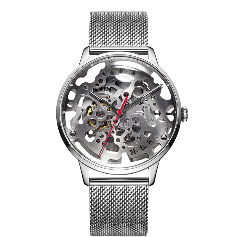 M.B.K欧美手表专柜同款全自动机械表 男表双面镂空大透明3D曲面蓝宝石镜面时尚休闲潮流手表男士腕表1020G