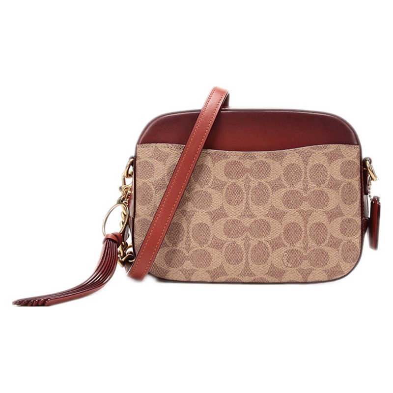 Coach 蔻驰(专柜) 女士锈色涂层帆布配皮经典标志相机包单肩斜挎包 31208B4RU