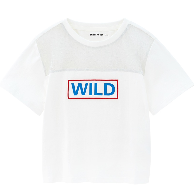 minipeace太平鸟童装女童白色短袖T恤洋气打底衫2019夏季上衣