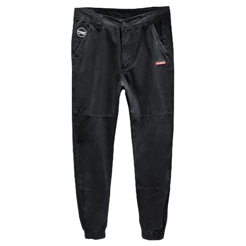 吉普战车男装2021年秋季新款全棉高弹力休闲裤男士中青年松紧腰宽松束脚哈伦裤男士休闲裤大口袋工装裤男裤潮牌时尚长裤