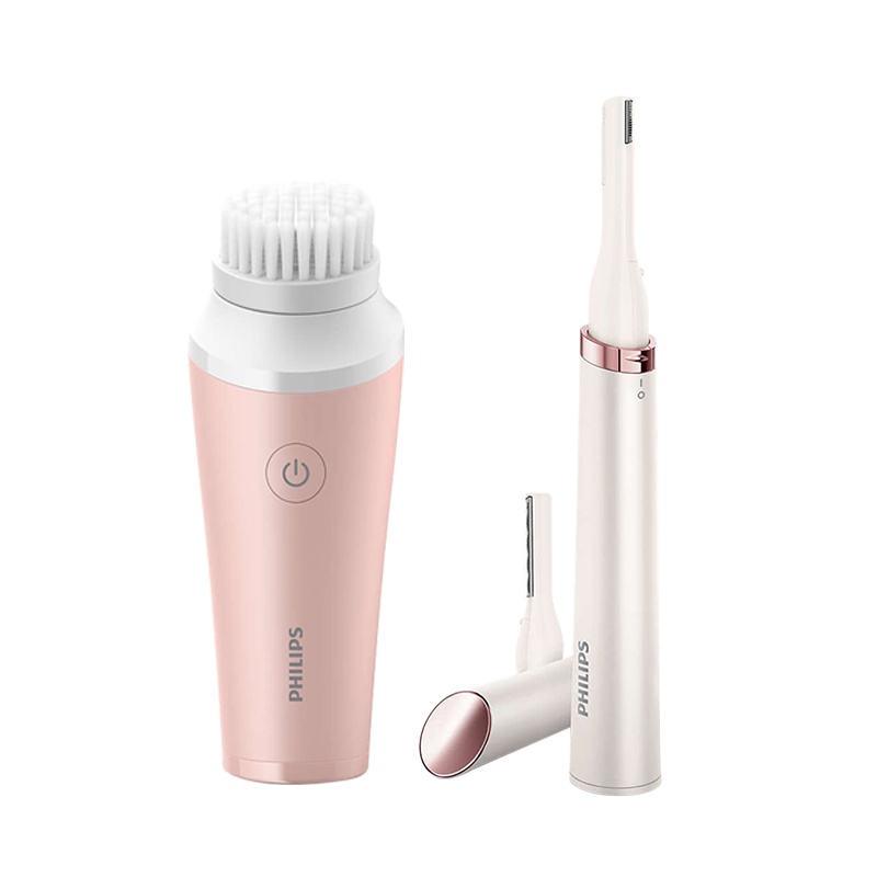 飞利浦(Philips)洁面仪+电动修眉刀套装BSC112 深层清洁有效卸妆 顺滑修眉 美颜随身装