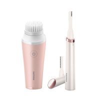 飞利浦(Philips)洁面仪+电动修眉刀套装BSC112 深层清洁有效卸妆 顺滑修眉 美颜随身装