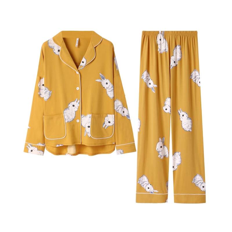 安之伴睡衣女早秋开衫套装针织家居服