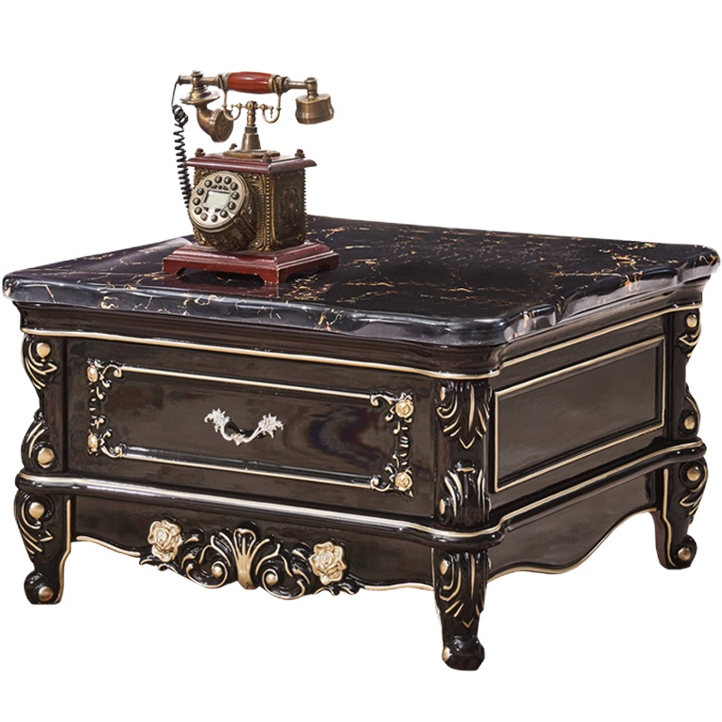 米括欧式实木大理石角几储物柜客厅白色现代简约沙发边几电视柜边柜