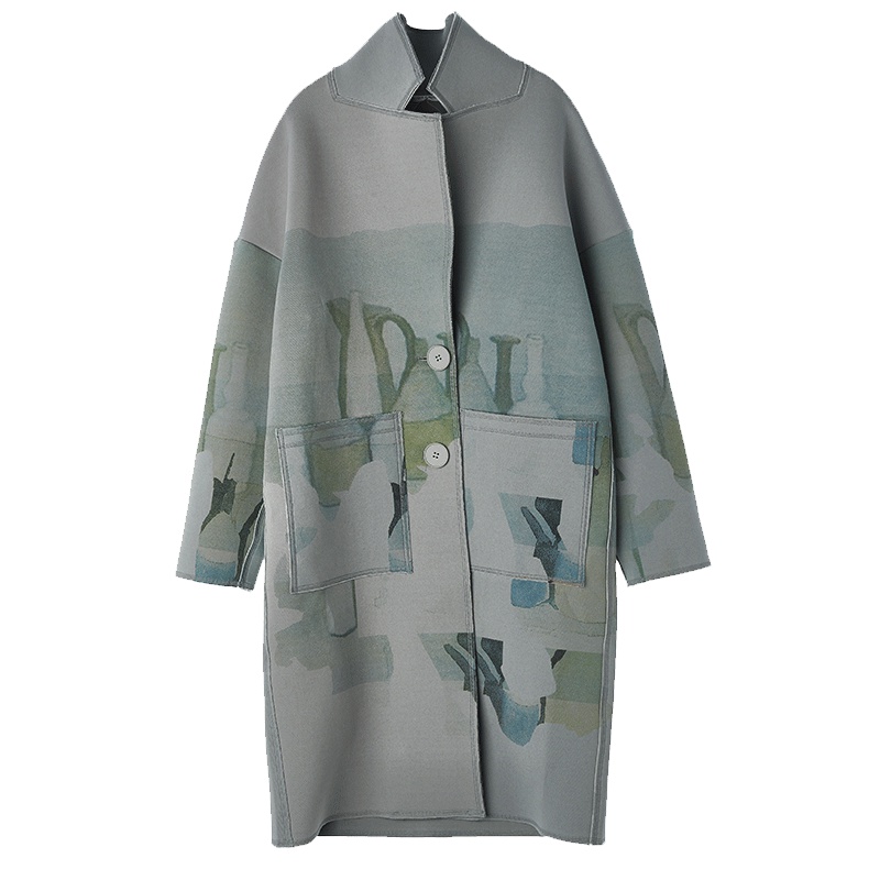 sdeer圣迪奥2017秋装撞色印染翻领几何贴袋风衣外套S17381839