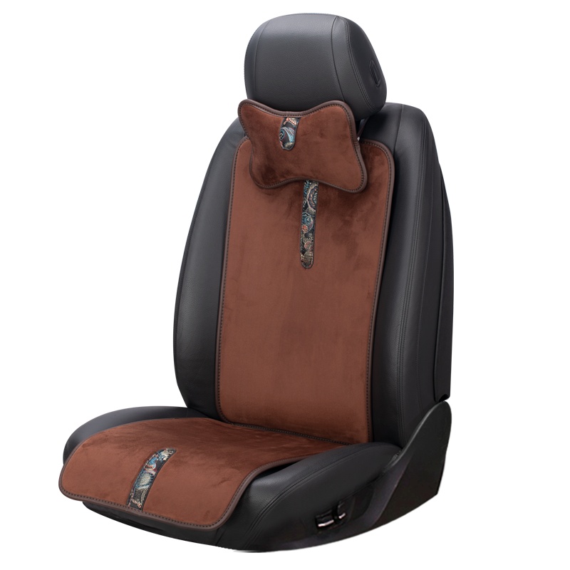 恒源祥 2020秋冬新款绣花汽车座垫麂皮绒面四季通用小蛮腰汽车坐垫4头枕福特奔驰