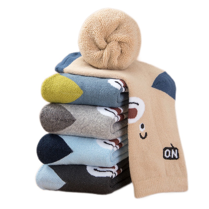 秋冬加厚儿童毛圈袜子男女童卡通中筒袜子运动学生袜宝宝袜1-12岁 莎丞