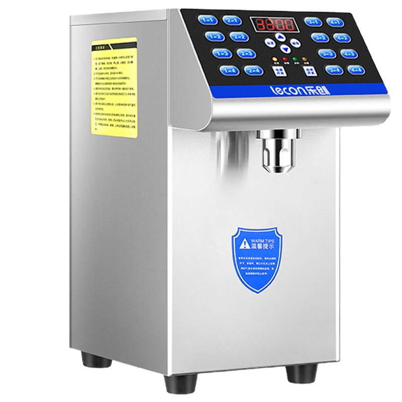 乐创(lecon)果糖机 奶茶店设备全套水吧台专用全自动果糖机定量机16格准确 银色8L