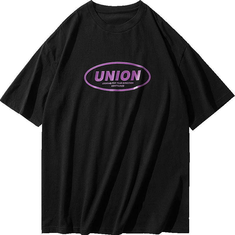 No1dara黑色短袖t恤男2019新款纯棉半袖韩版潮流圆领学生宽松体恤