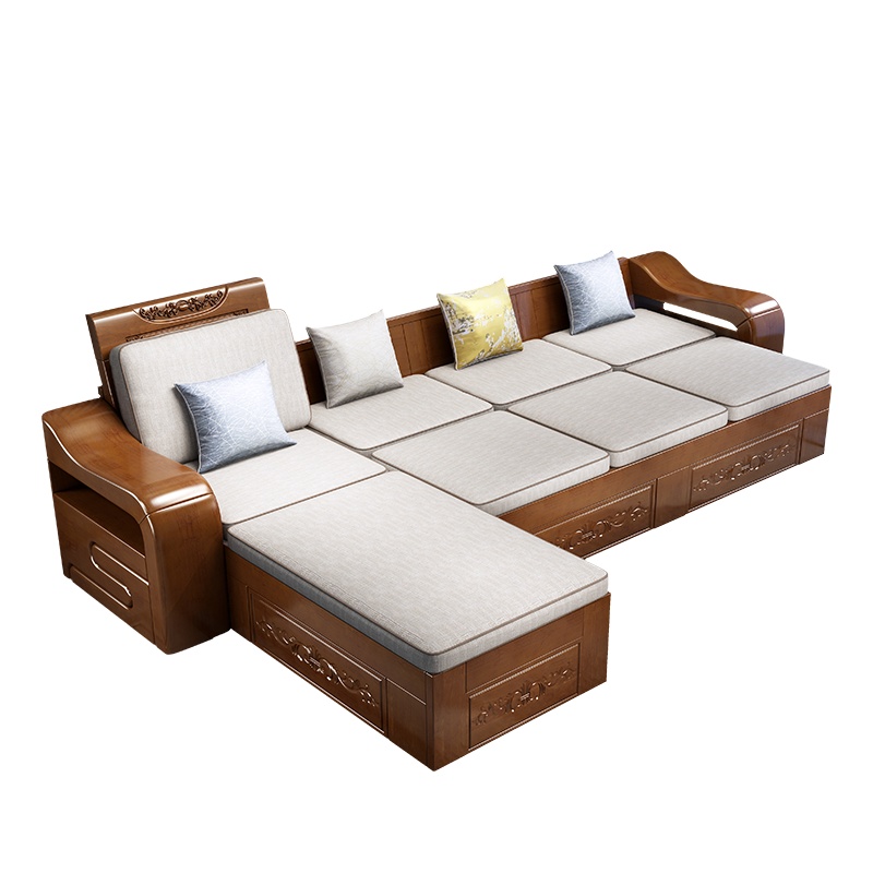 月影梳桐储物实木沙发组合小户型新中式客厅家用仿古冬夏两用木家具